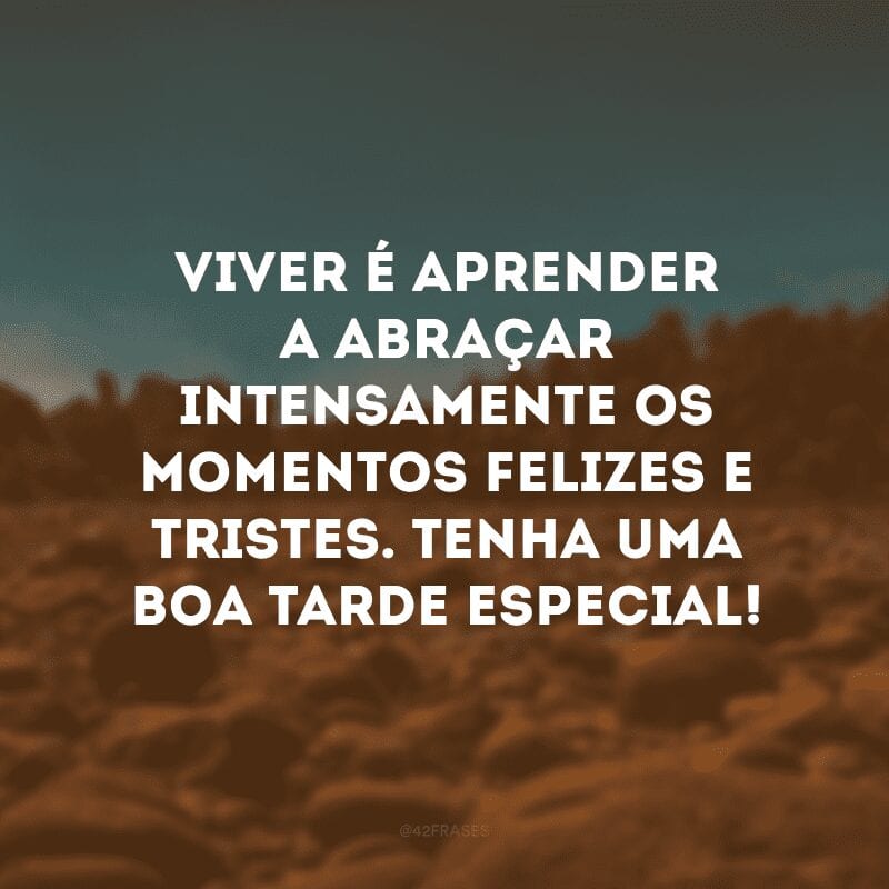 Viver é aprender a abraçar intensamente os momentos felizes e tristes. Tenha uma boa tarde especial!