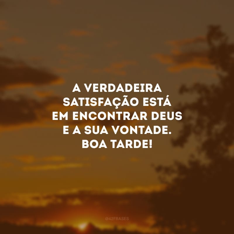 A verdadeira satisfação está em encontrar Deus e a Sua vontade. Boa tarde!