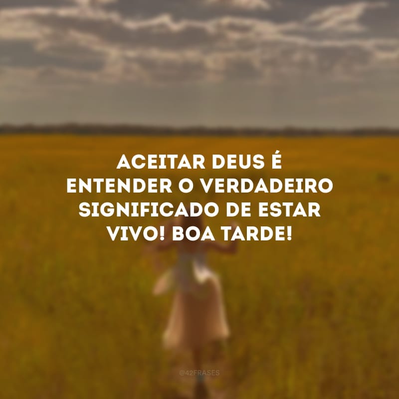 Aceitar Deus é entender o verdadeiro significado de estar vivo! Boa tarde!