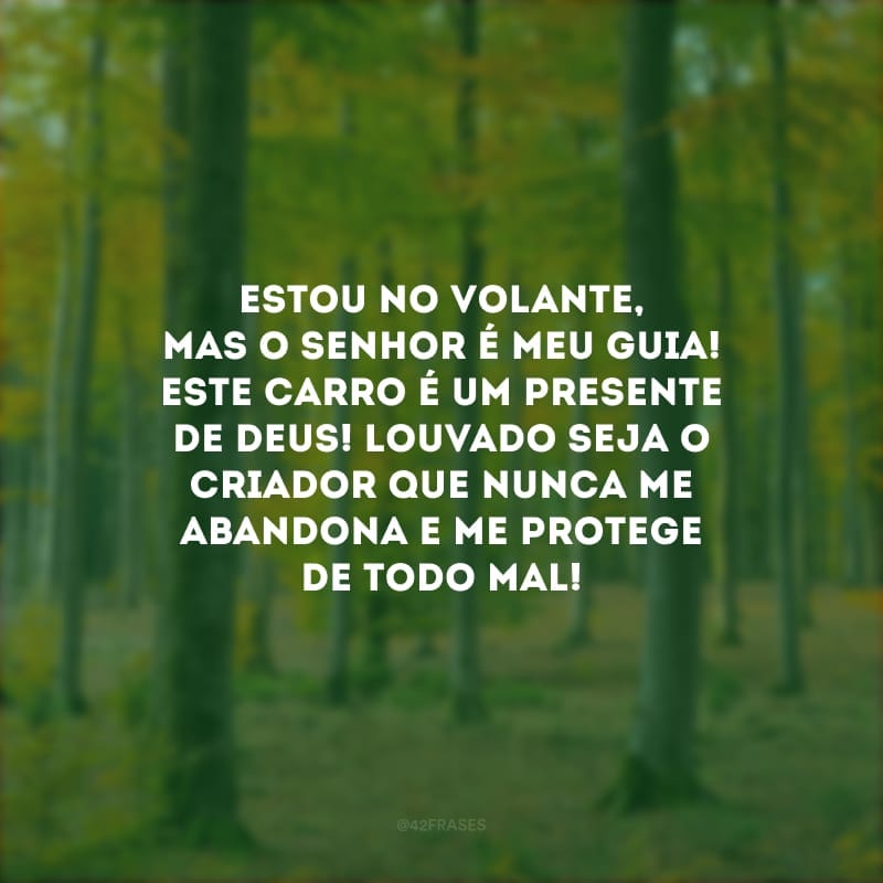 Estou no volante, mas o Senhor é meu guia! Este carro é um presente de Deus! Louvado seja o Criador que nunca me abandona e me protege de todo mal!