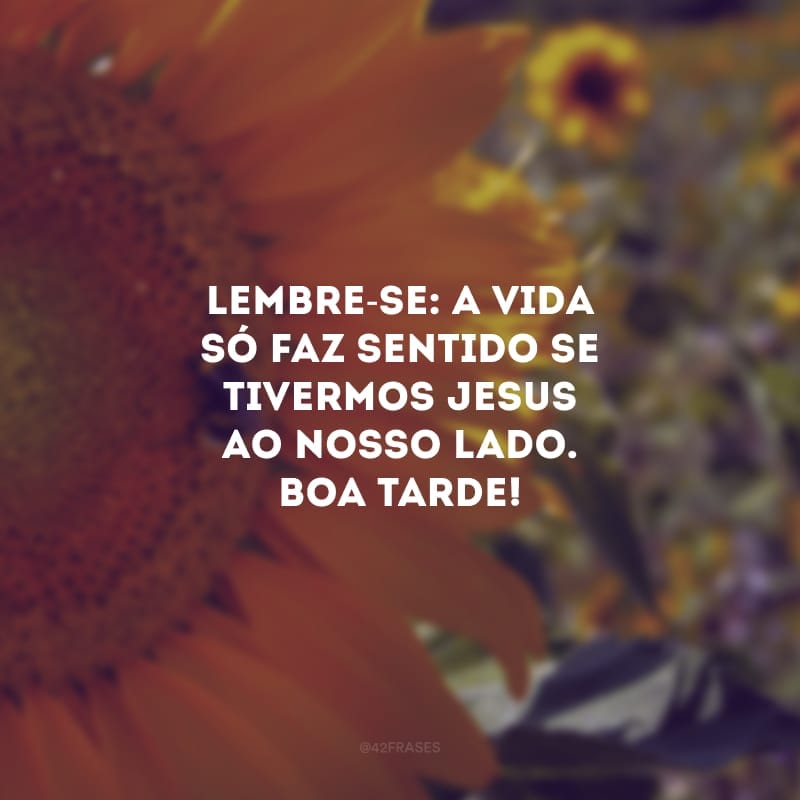 Lembre-se: a vida só faz sentido se tivermos Jesus ao nosso lado. Boa tarde! 