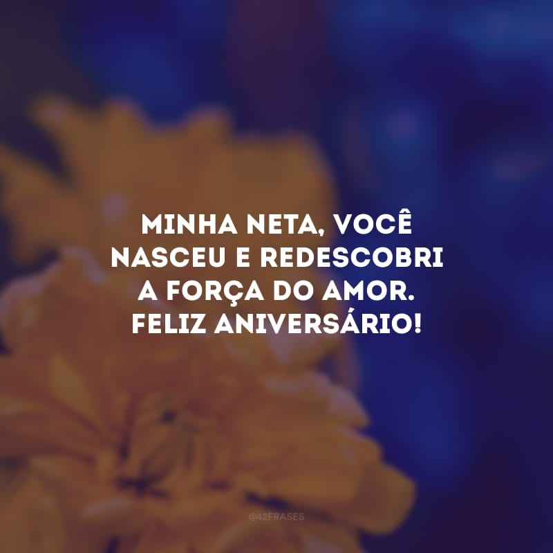 Minha neta, você nasceu e redescobri a força do amor. Feliz aniversário!