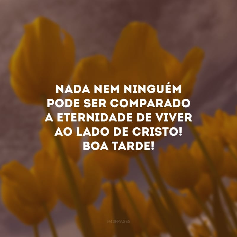 Nada nem ninguém pode ser comparado a eternidade de viver ao lado de Cristo! Boa tarde!