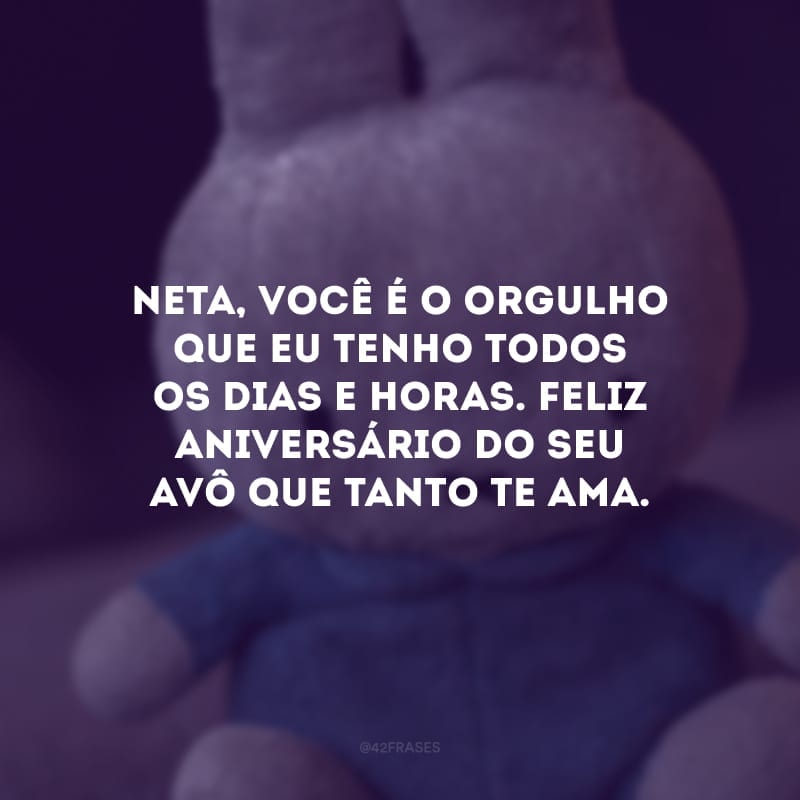 Neta, você é o orgulho que eu tenho todos os dias e horas. Feliz aniversário do seu avô que tanto te ama.
