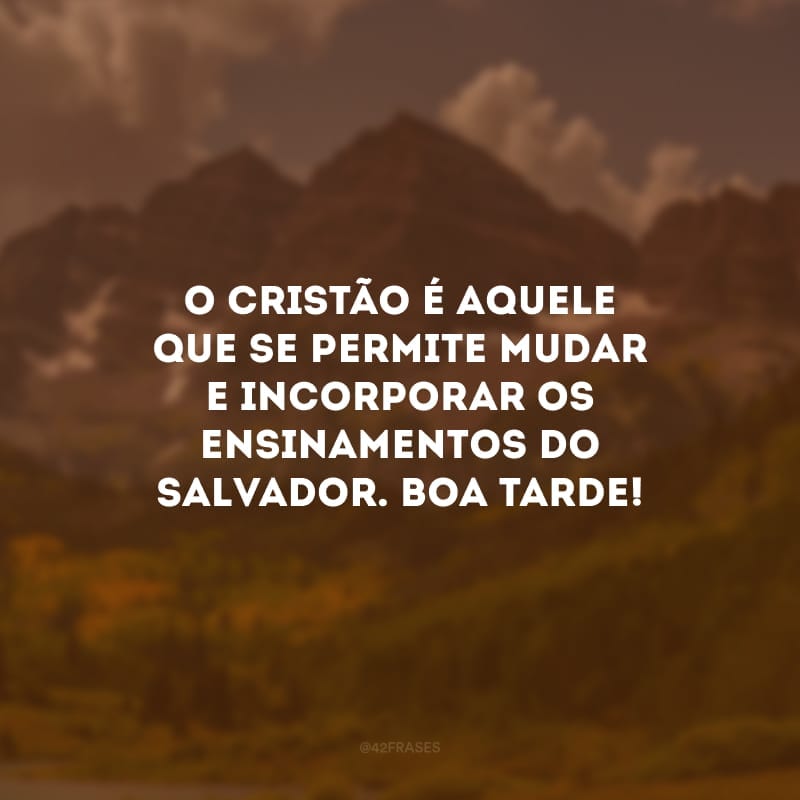 O cristão é aquele que se permite mudar e incorporar os ensinamentos do Salvador. Boa tarde!