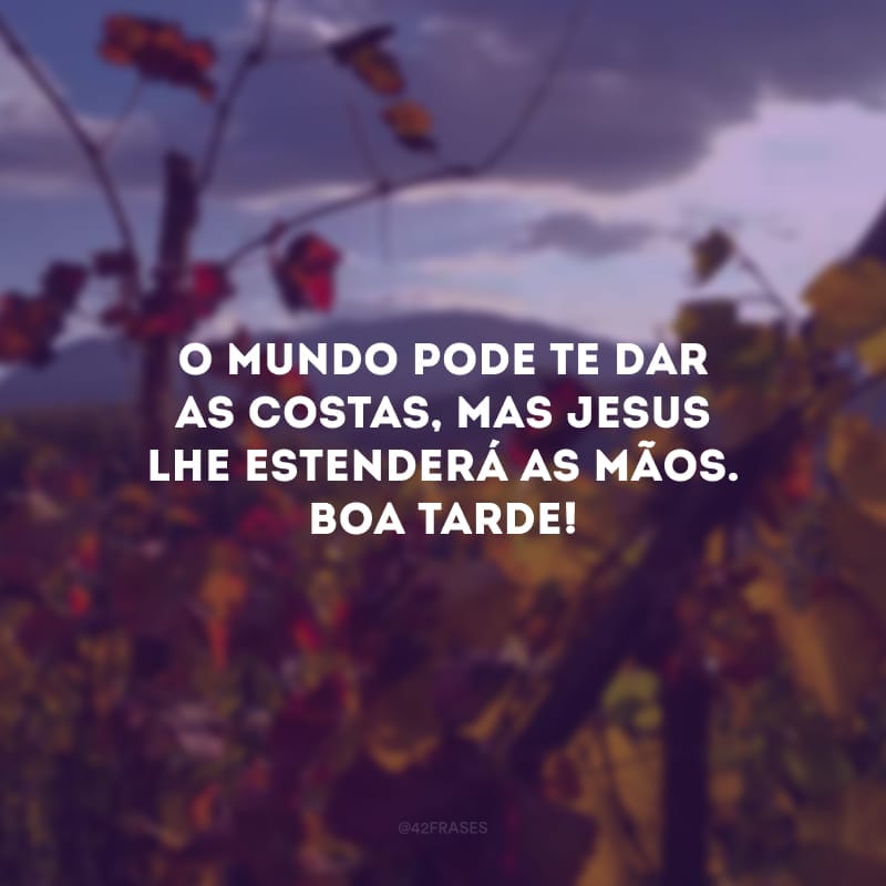 O mundo pode te dar as costas, mas Jesus lhe estenderá as mãos. Boa tarde! 