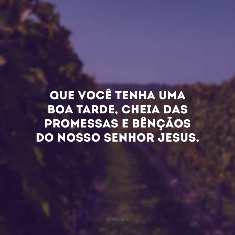 Que você tenha uma boa tarde, cheia das promessas e bênçãos do nosso senhor Jesus. 