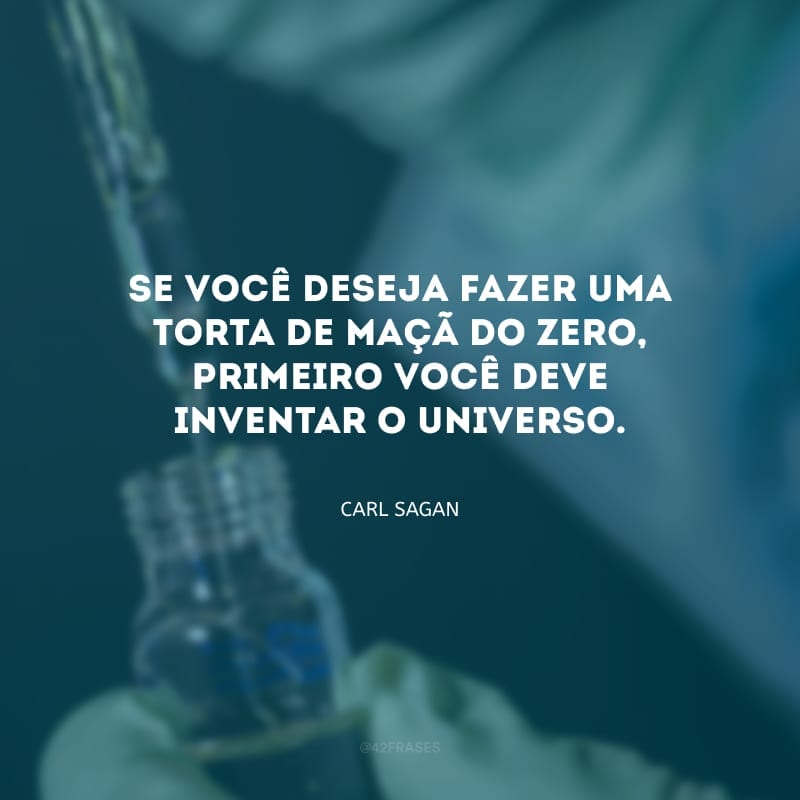 Se você deseja fazer uma torta de maçã do zero, primeiro você deve inventar o universo.