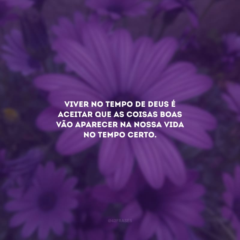 Viver no tempo de Deus é aceitar que as coisas boas vão aparecer na nossa vida no tempo certo.