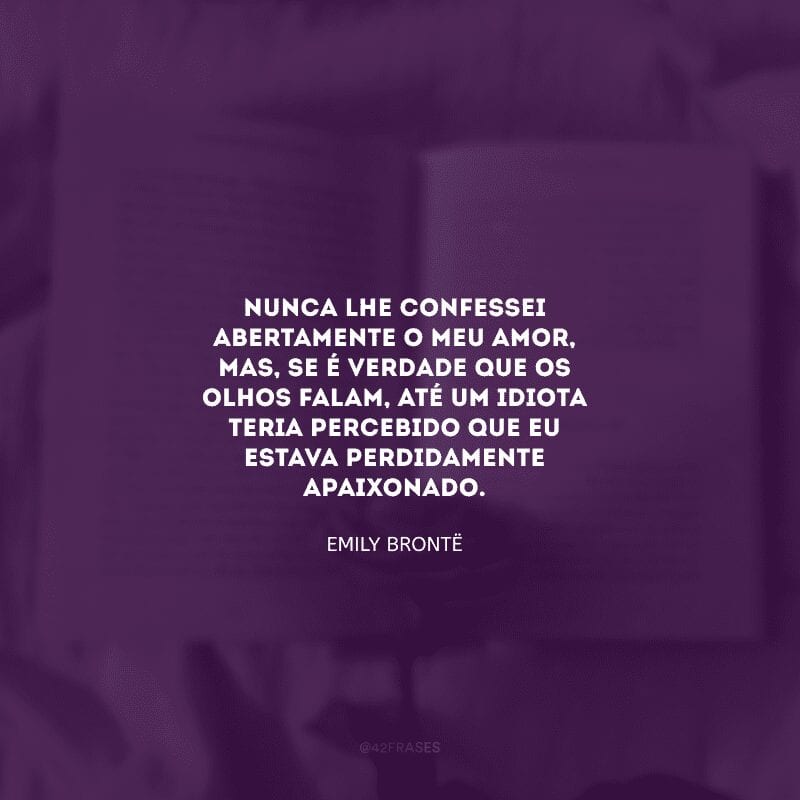 Nunca lhe confessei abertamente o meu amor, mas, se é verdade que os olhos falam, até um idiota teria percebido que eu estava perdidamente apaixonado.