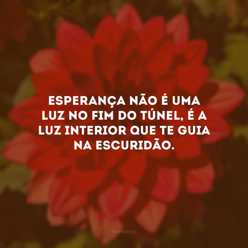 Esperança não é uma luz no fim do túnel, é a luz interior que te guia na escuridão.