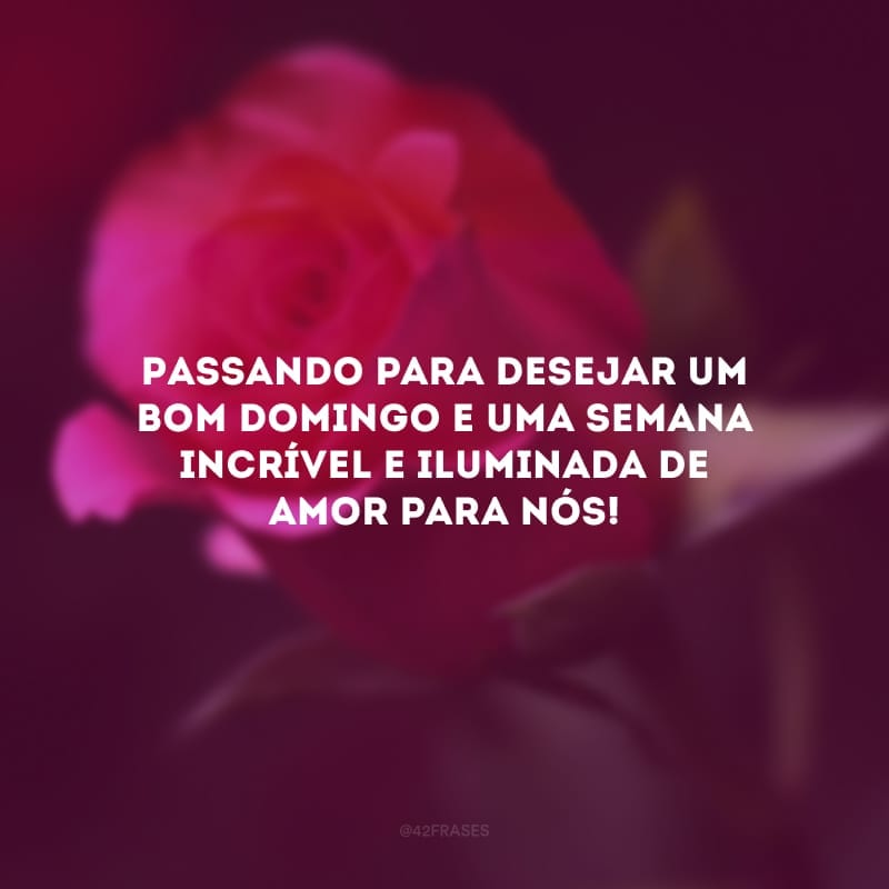 Passando para desejar um bom domingo e uma semana incrível e iluminada de amor para nós!