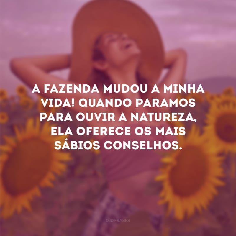 A fazenda mudou a minha vida! Quando paramos para ouvir a natureza, ela oferece os mais sábios conselhos.