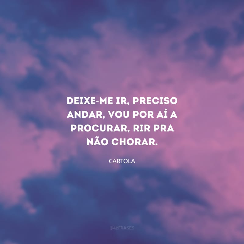 Deixe-me ir, preciso andar, vou por aí a procurar, rir pra não chorar.