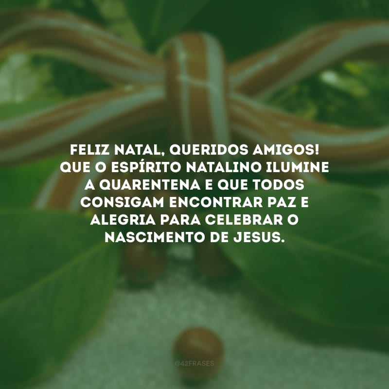 Feliz Natal, queridos amigos! Que o espírito natalino ilumine a quarentena e que todos consigam encontrar paz e alegria para celebrar o nascimento de Jesus.