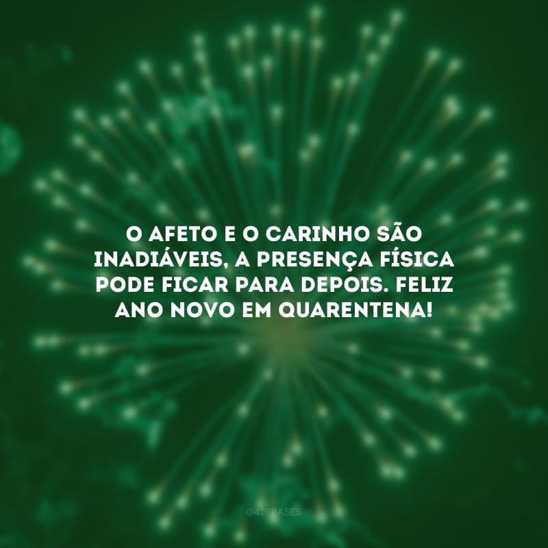 O afeto e o carinho são inadiáveis, a presença física pode ficar para depois. Feliz Ano Novo em quarentena!