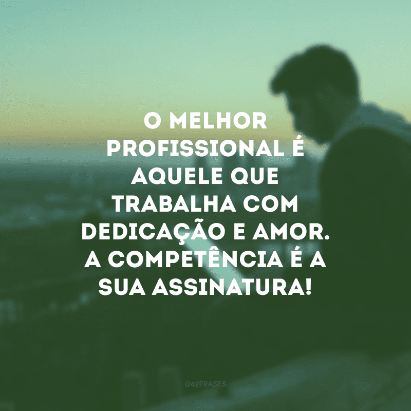 O melhor profissional é aquele que coloca o selo da dedicação no fruto do seu trabalho.