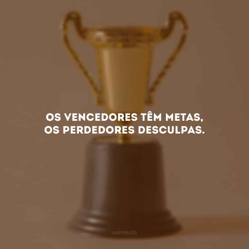 Os vencedores têm metas, os perdedores desculpas. 