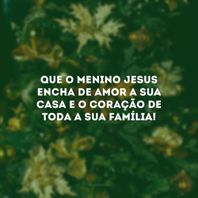 Que o menino Jesus encha de amor a sua casa e o coração de toda a sua família! 