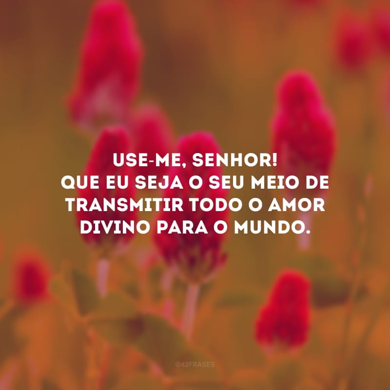 Use-me, Senhor! Que eu seja o seu meio de transmitir todo o amor divino para o mundo. 