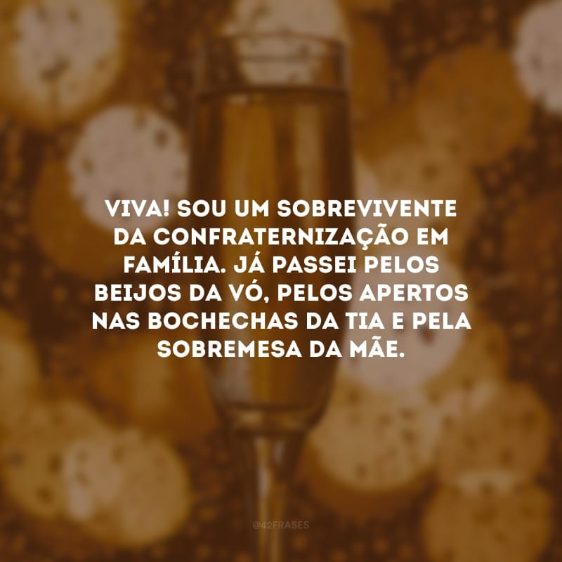 Viva! Sou um sobrevivente da confraternização em família. Já passei pelos beijos da vó, pelos apertos nas bochechas da tia e pela sobremesa da mãe.