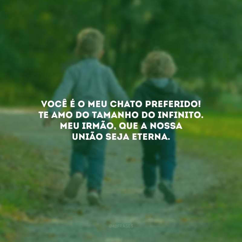 Você é o meu chato preferido! Te amo do tamanho do infinito. Meu irmão, que a nossa união seja eterna.