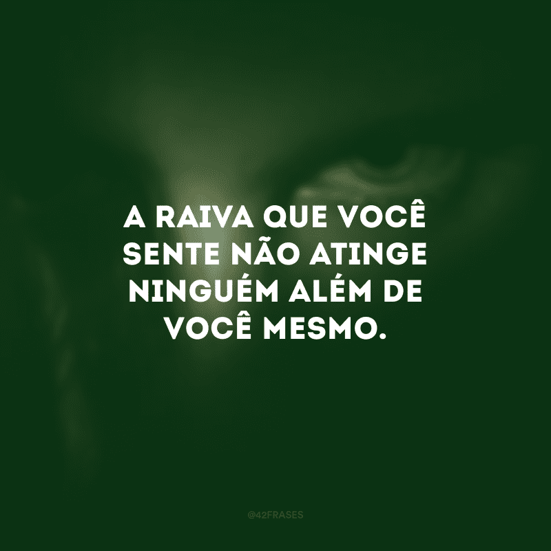 A raiva que você sente não atinge ninguém além de você mesmo. 