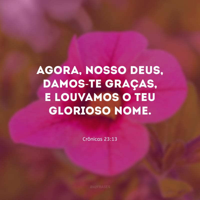 Agora, nosso Deus, damos-te graças, e louvamos o teu glorioso nome.