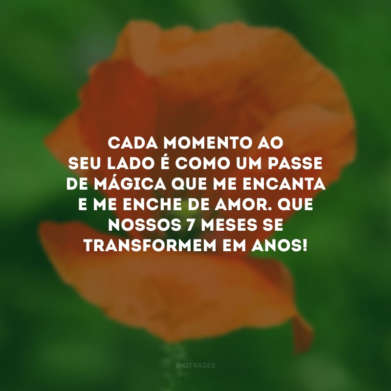 Cada momento ao seu lado é como um passe de mágica que me encanta e me enche de amor. Que nossos 7 meses se transformem em anos!