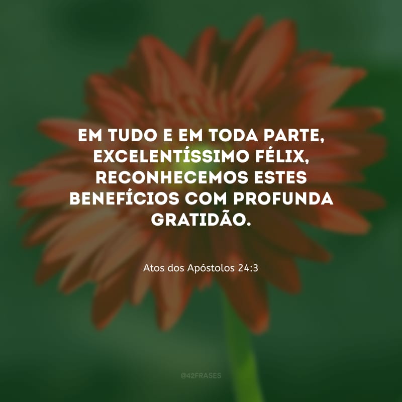 Em tudo e em toda parte, excelentíssimo Félix, reconhecemos estes benefícios com profunda gratidão.