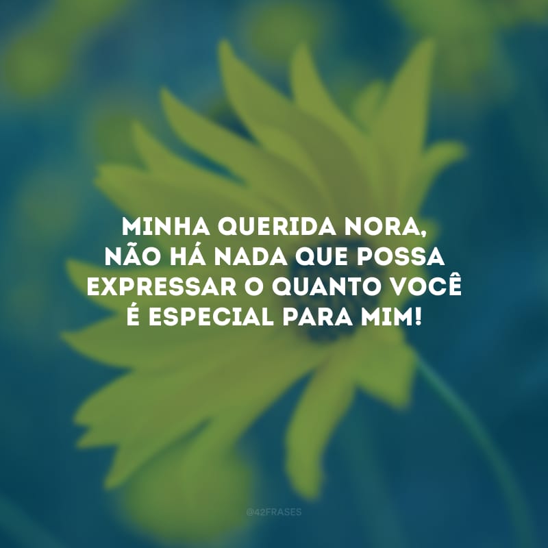 Minha querida nora, não há nada que possa expressar o quanto você é especial para mim!