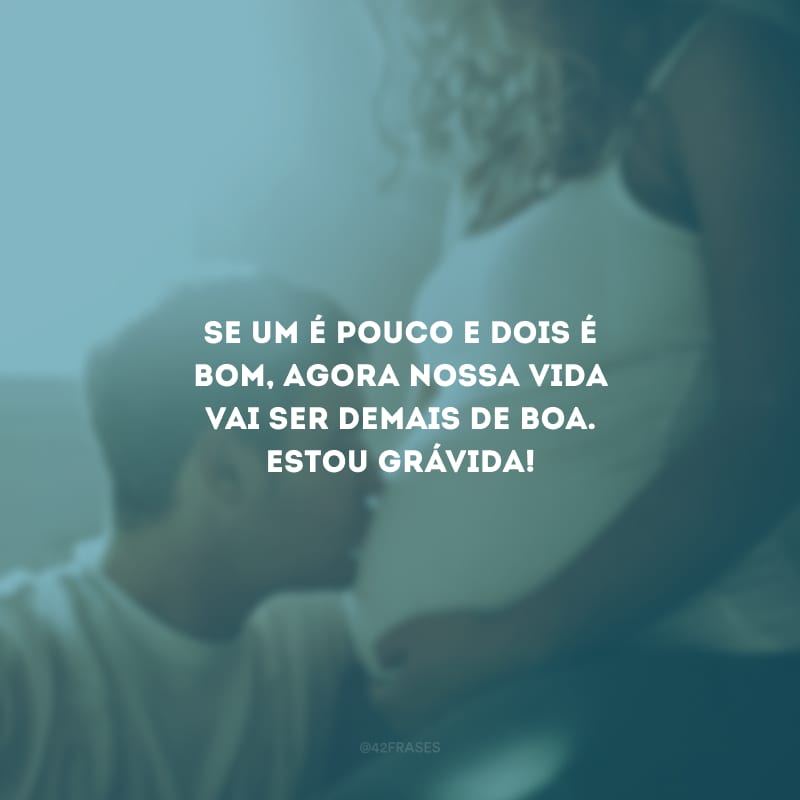 Se um é pouco e dois é bom, agora nossa vida vai ser demais de boa. Estou grávida!