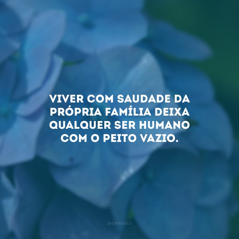 Viver com saudade da própria família deixa qualquer ser humano com o peito vazio.