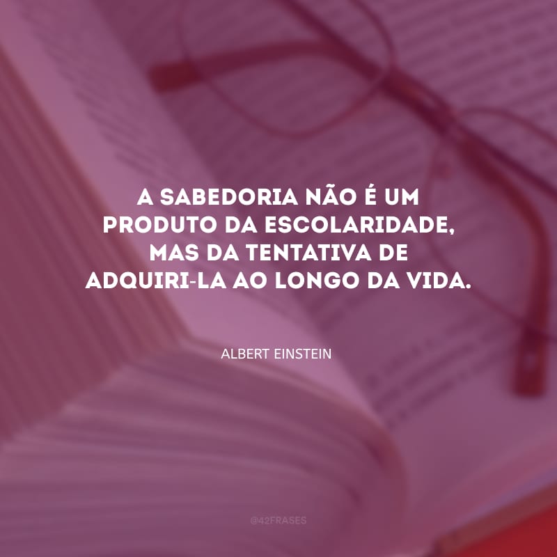 A sabedoria não é um produto da escolaridade, mas da tentativa de adquiri-la ao longo da vida.