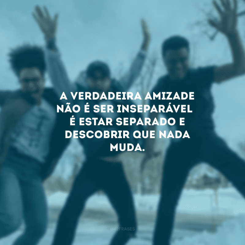 A verdadeira amizade não é ser inseparável - é estar separado e descobrir que nada muda.