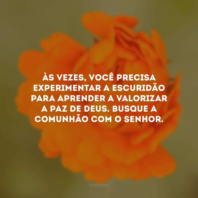 Às vezes, você precisa experimentar a escuridão para aprender a valorizar a paz de Deus. Busque a comunhão com o Senhor.