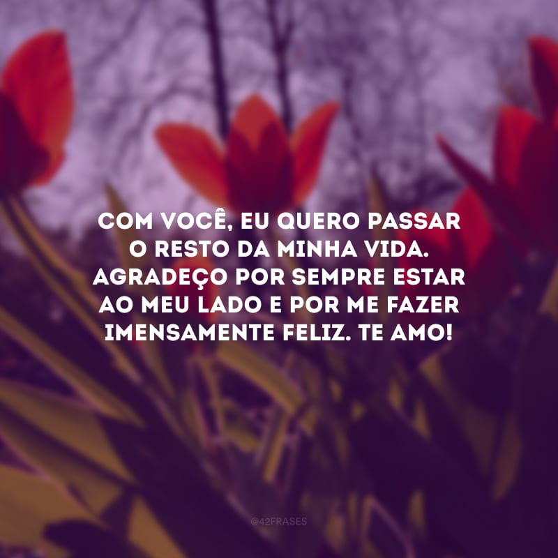 Com você, eu quero passar o resto da minha vida. Agradeço por sempre estar ao meu lado e por me fazer imensamente feliz. Te amo!