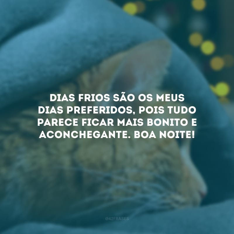 Dias frios são os meus dias preferidos, pois tudo parece ficar mais bonito e aconchegante. Boa noite!