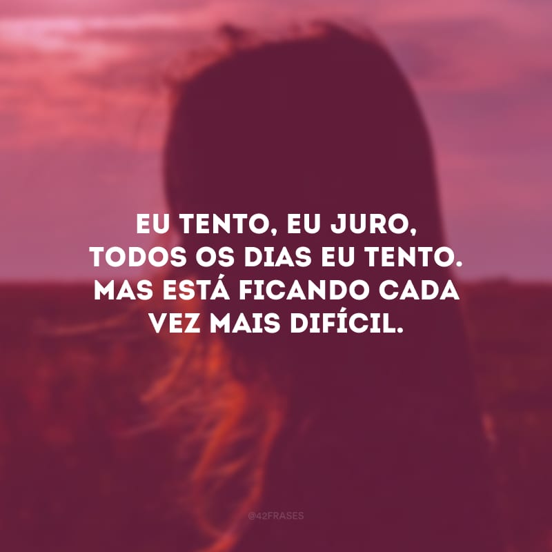 Eu tento, eu juro, todos os dias eu tento. Mas está ficando cada vez mais difícil. 