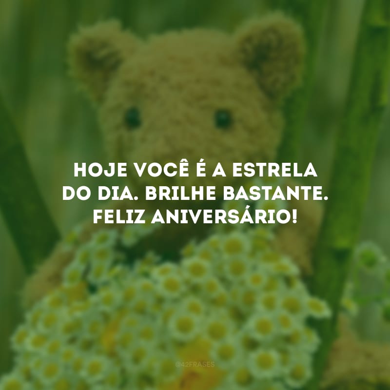 Hoje você é a estrela do dia. Brilhe bastante. Feliz aniversário!