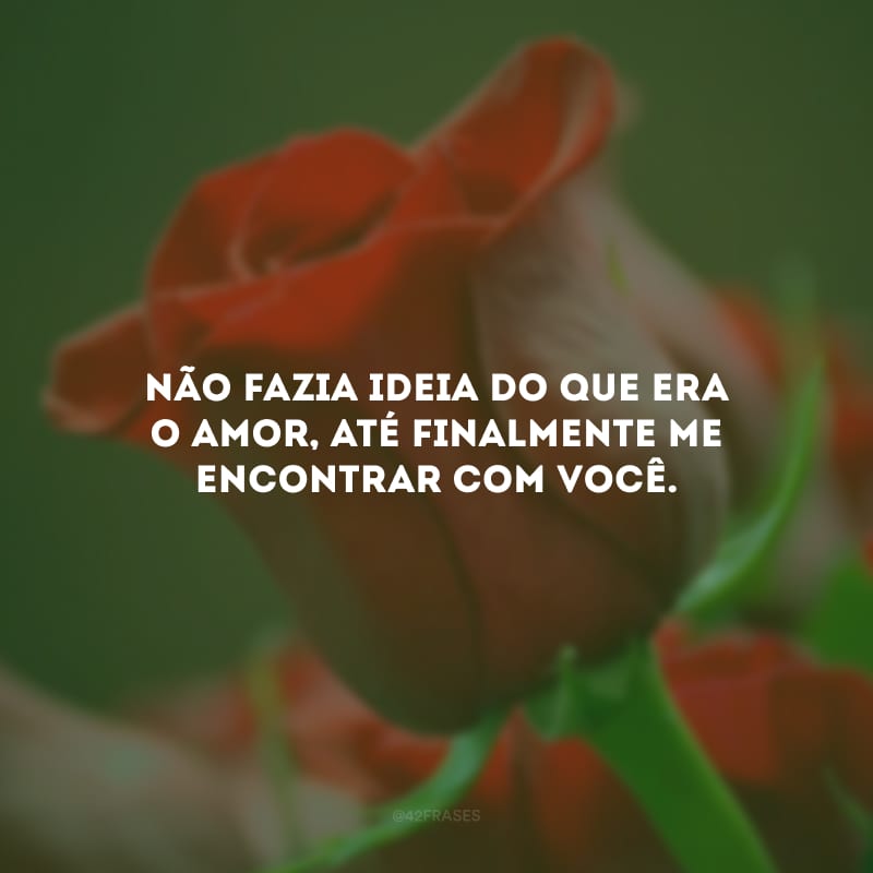 Não fazia ideia do que era o amor, até finalmente me encontrar com você.