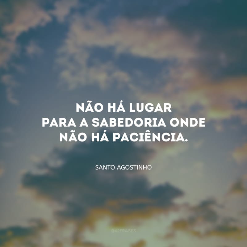 Não há lugar para a sabedoria onde não há paciência.