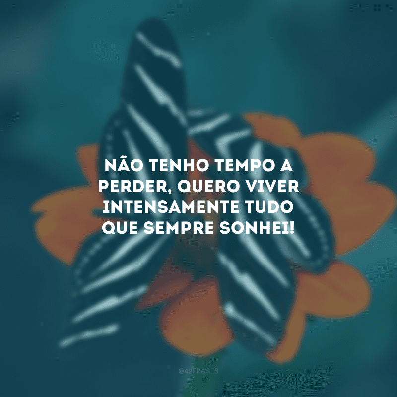 Não tenho tempo a perder, quero viver intensamente tudo que sempre sonhei!