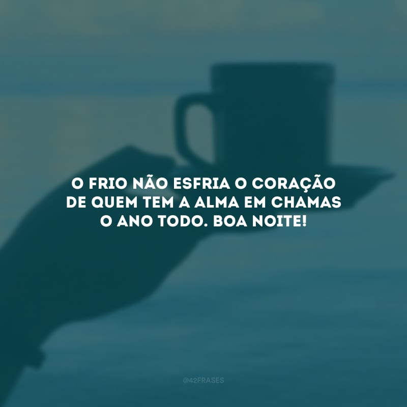 O frio não esfria o coração de quem tem a alma em chamas o ano todo. Boa noite! 