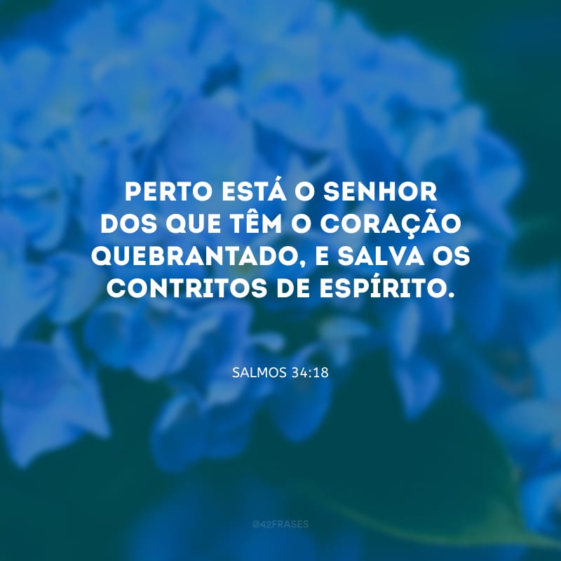 Perto está o Senhor dos que têm o coração quebrantado, e salva os contritos de espírito.

