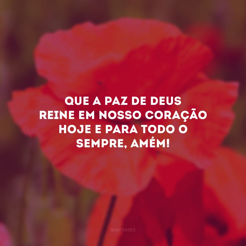 Que a paz de Deus reine em nosso coração hoje e para todo o sempre, amém.