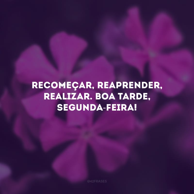 Recomeçar, reaprender, realizar. Boa tarde, segunda-feira!