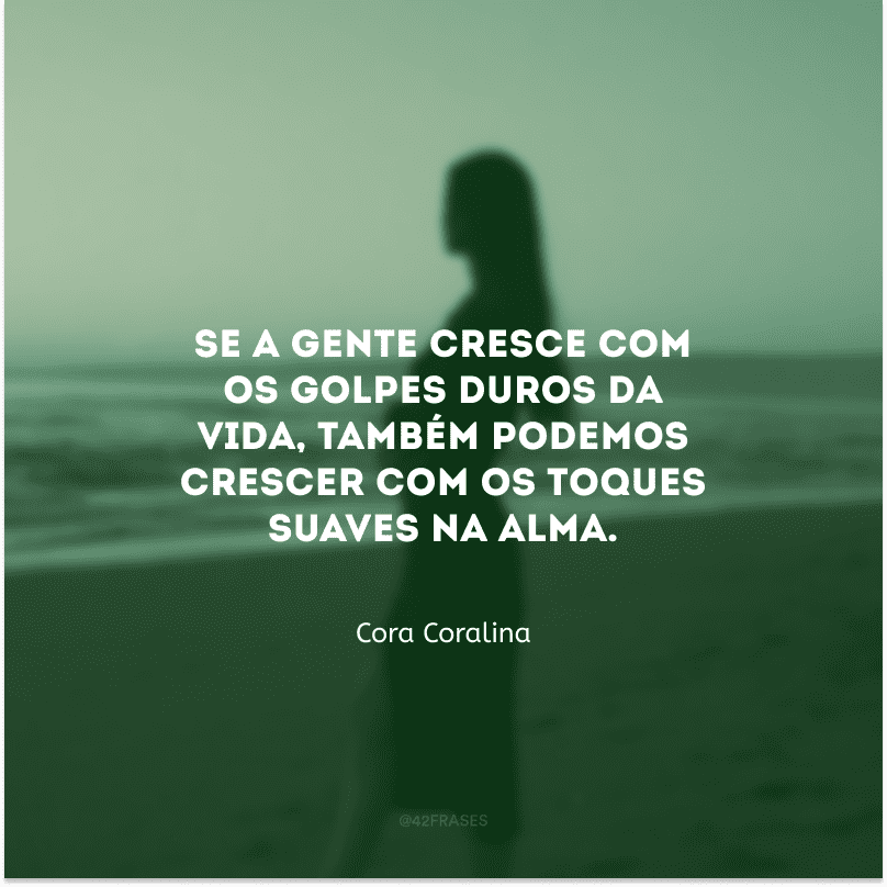 Se a gente cresce com os golpes duros da vida, também podemos crescer com os toques suaves na alma.