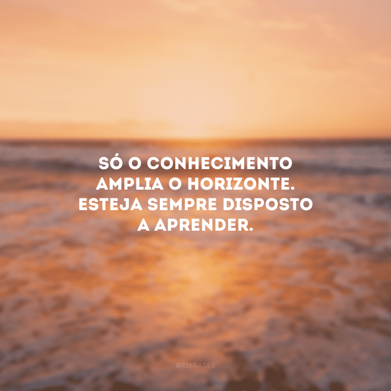 Só o conhecimento amplia o horizonte. Esteja sempre disposto a aprender.