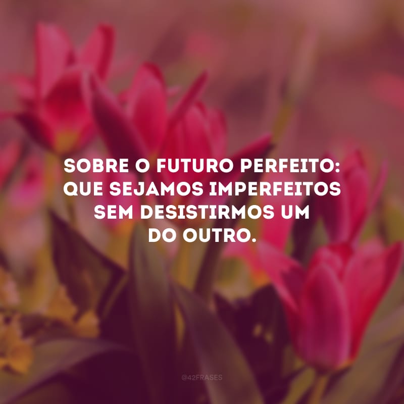 Sobre o futuro perfeito: que sejamos imperfeitos sem desistirmos um do outro.